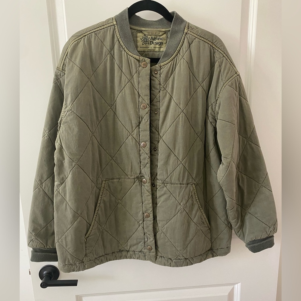Alpine Design Quilted Olive Green Bomber Jacket